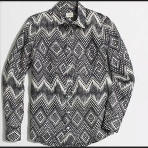 J Crew Factory Perfect Shirt Gray/Ivory Linen